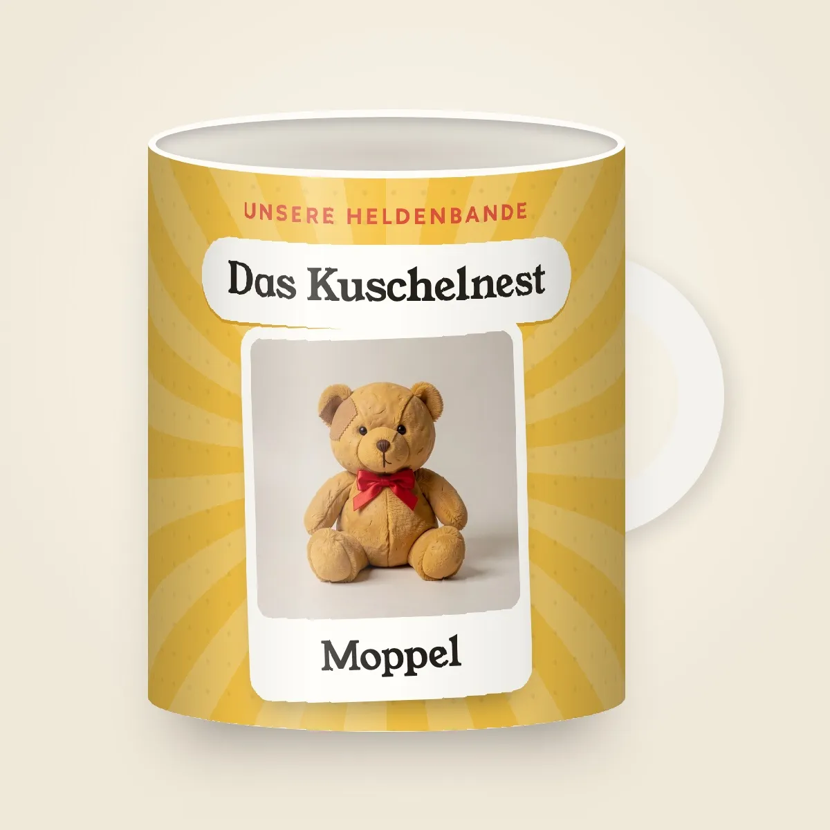 Tasse mit einem Helden: Kuscheltier Moppel